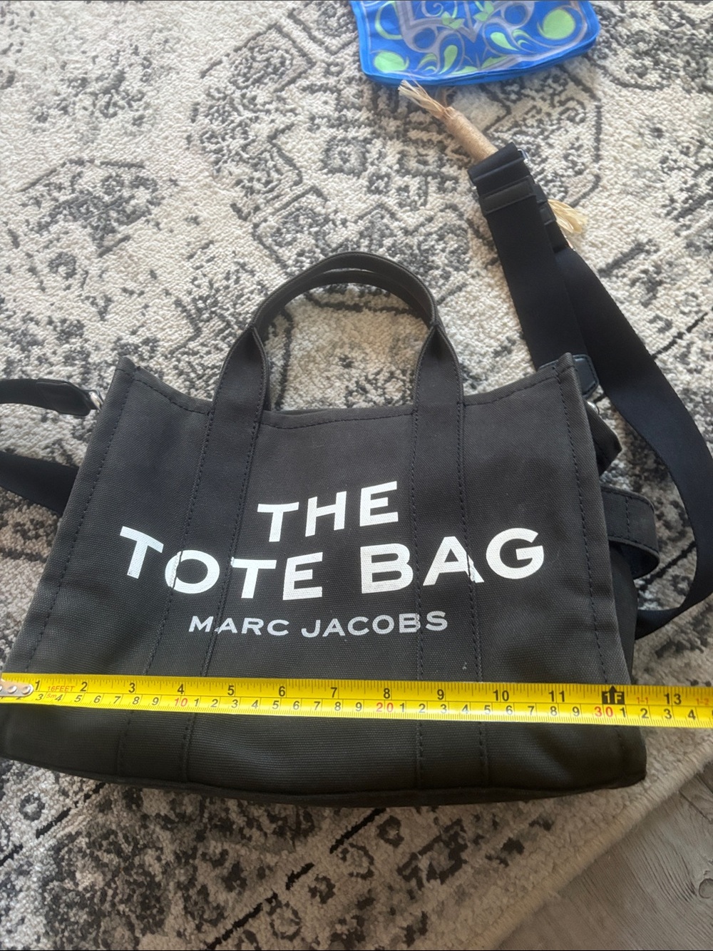 Marc Jacobs Black Canvas 'The Tote Bag' with White Logo - Picture 10 of 12
